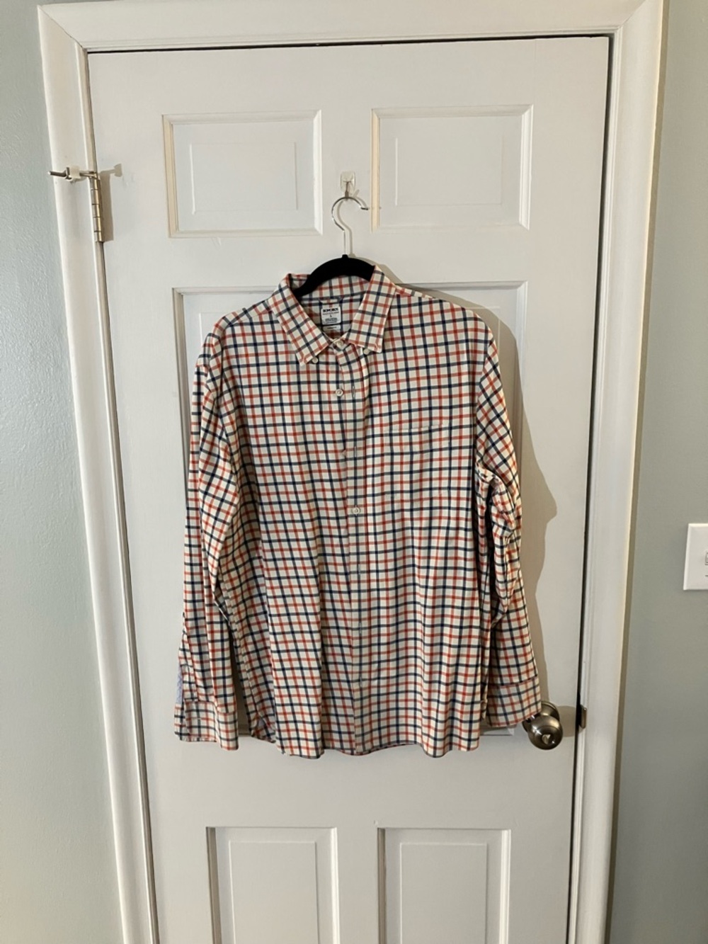 Bonobos Orange and Blue Plaid Button-Down Shirt
